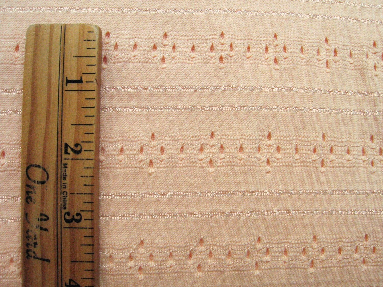 Pointelle Knit Cotton Fabric in Pastel Peach and Green By The Yard ...