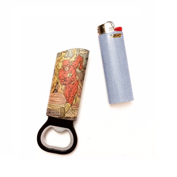 BIC Lighter Case & Bottle Opener Geek Gift Vintage Superhero