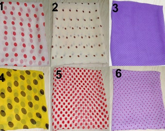 Polka dot bandana /small square scarves /indian georgette bandana /hair scarf /neck scarf