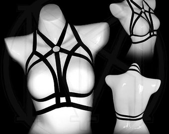 GRAVEYARD GIRL cage bra body harness *sexy burlesque goth lingerie*