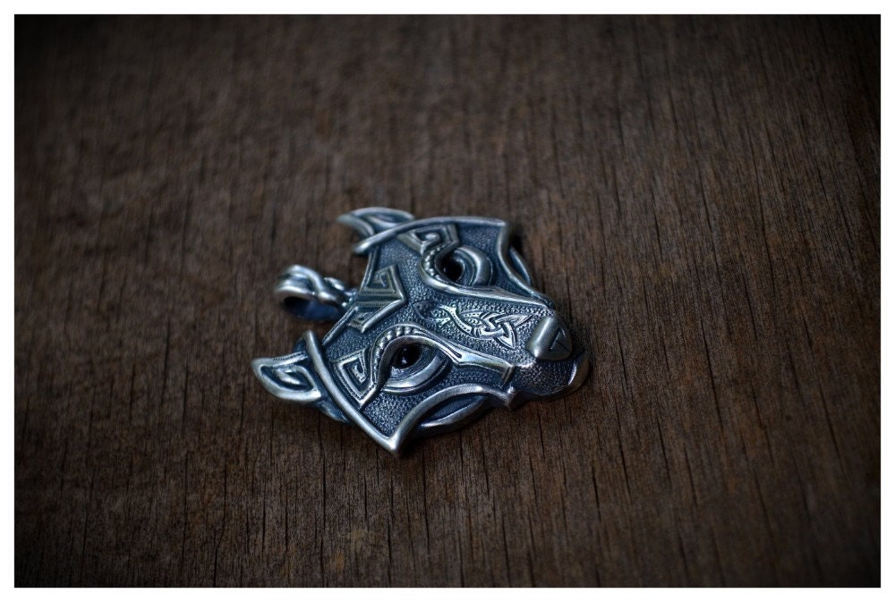 Norse Viking Wolf head Pendant Necklace Norse pendant Viking