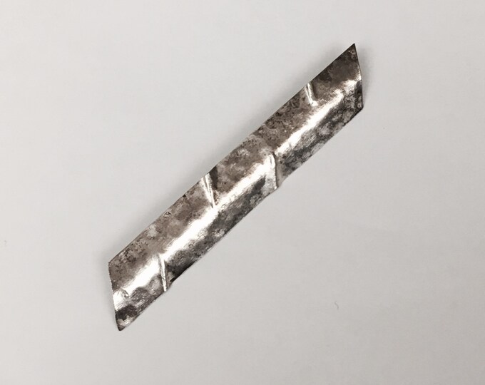Storewide 25% Off SALE Vintage Hand Arbeit Sterling Silver Modernist Elongated Brooch Pin Featuring Raised Ripple Design