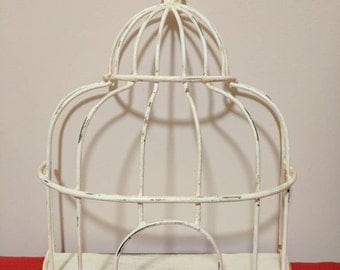 Decorative wire, Bird cage that will set on a table of can be hung on a wall. Free shipping. Item# 1113161