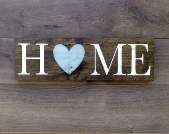 Home sign|rustic home decor|home wood sign|rustic wood sign|housewarming gift|home decor|entry way sign|heart decor|farmhouse decor