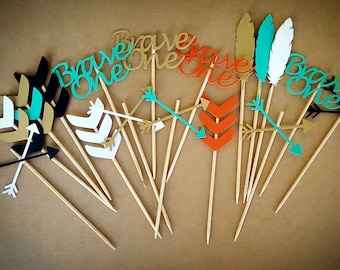 Brave One, Cupcake Toppers, Tribal Cupcake Toppers, Boho Cupcake Toppers, Brave One Cupcake Toppers, Tribal Decor, Boho Decor, Tribal, Boho