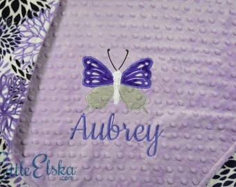 Personalized Baby Blanket, Minky Blanket, Personalized Butterfly Blanket, Baby Blanket, Choose Your Colors, Choose Your Size.
