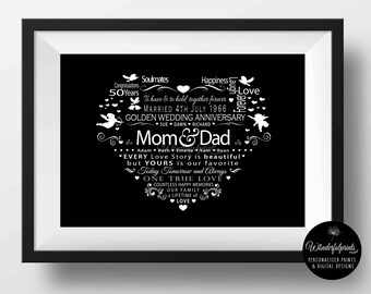 50th Wedding Anniversary Gift / For Mom and Dad / PRINTABLE / Gift for Parents / Personalised / Custom / 8x10 / 11x14 / Digital Download /
