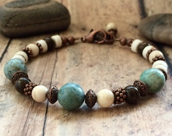 Chrysocolla Bracelet, Gemstone Bracelet, Yoga Jewelry, Anxiety Relief Bracelet, Boho Bracelet , Bohemian Beaded Bracelet.