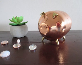 Vintage copper piggy coin bank by Coppercraft Guild
