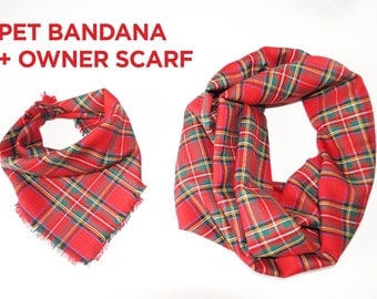 Scarf women scarf men scarf infinity scarf blanket scarf pet scarf pet clothing red dog bandana cat matching dog owner shawl owner cat aserw