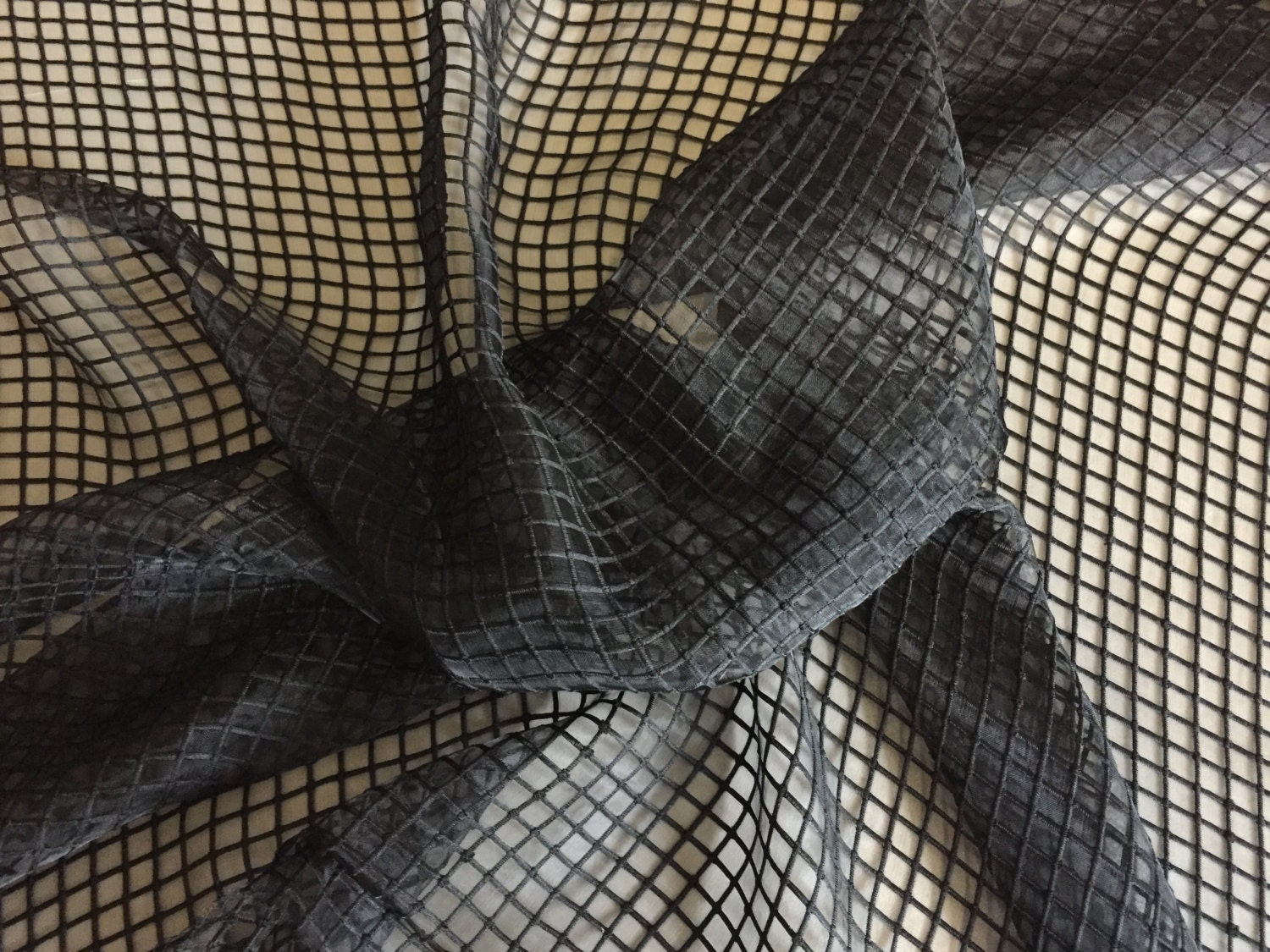 Black Organza with square embossed pattern 3 yard piece 58