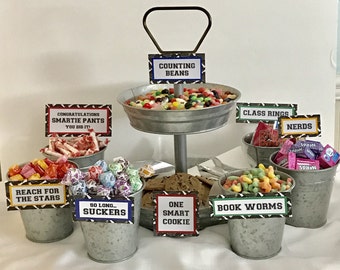 Graduation Candy Signs, set of 9 - Candy Bar Sign - Candy Sign - Graduation Party - Graduation Party Favors - Candy Bar - Candy Buffet Sign