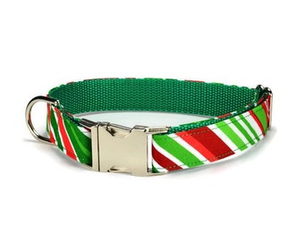 Holiday Stripe Dog Collar, Christmas Dog Collar, Holiday Dog Collar, Stripe Dog Collar, Christmas Collar For Dog, Christmas Gift For Dog