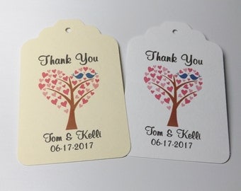 Wedding Favor Thank You Love Birds in a Tree Wedding favor tags set of 40 Wedding Tags