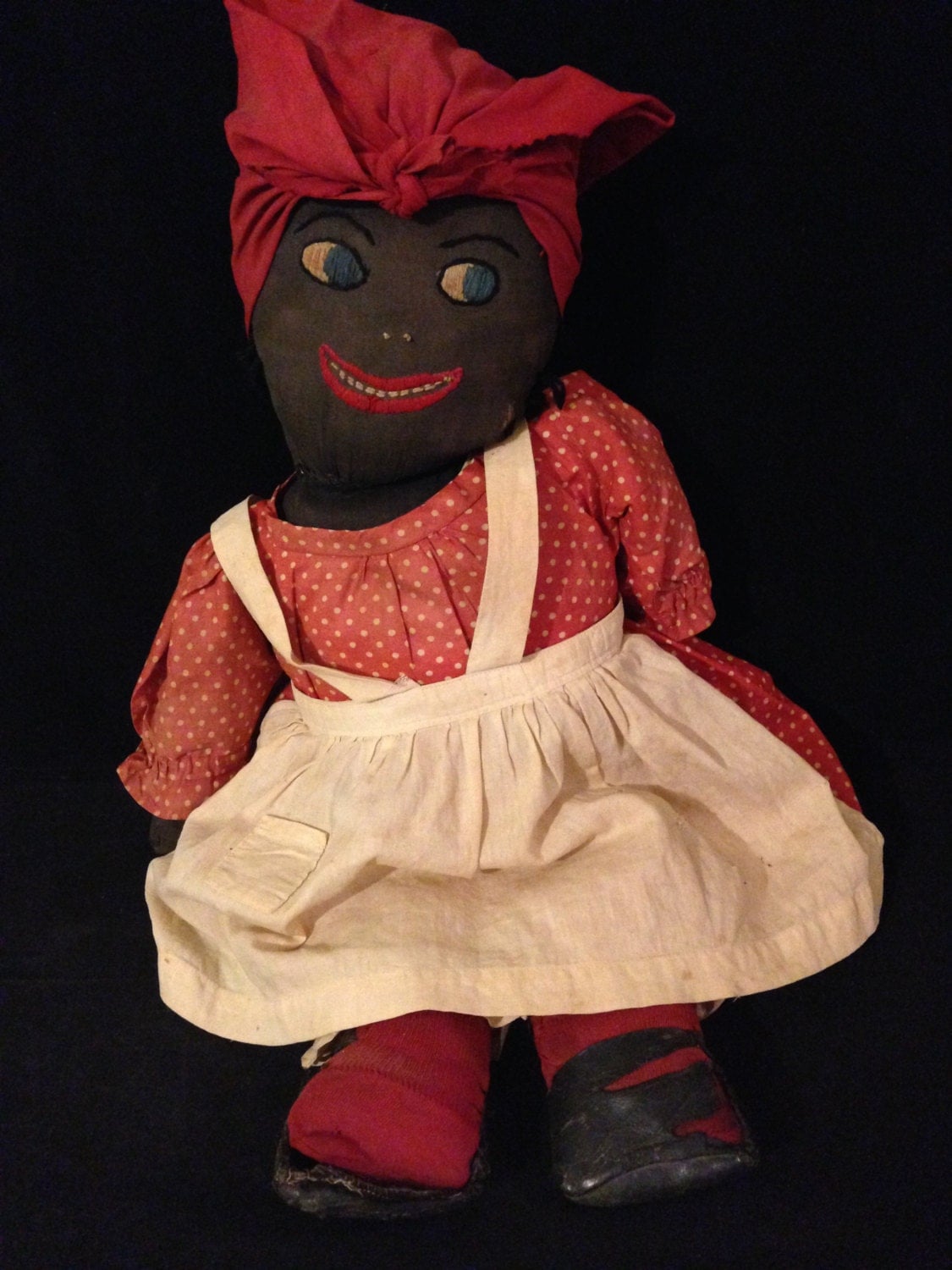 Antique Primitive Mammy Doll Black Americana Handmade Folk