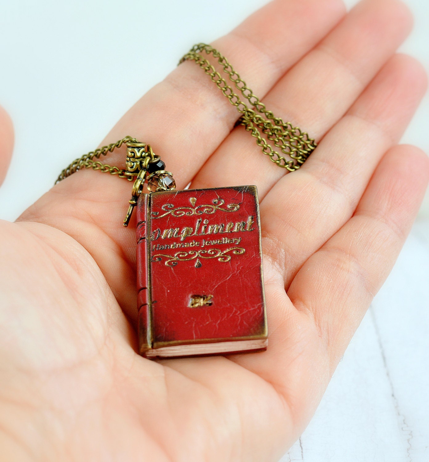 Mini book necklace Book jewelry Miniature book necklace Book