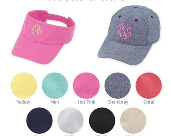 Monogram Cap OR Visor || Monogrammed Hat || Teacher Gift || Beach || Lake || Ladies Baseball Hat || Bridesmaid Gift || Honeymoon