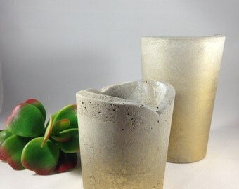 Gold Ombre Concrete Planter, Succulent Planter, Cement Planter