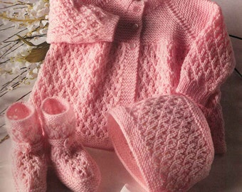 Vintage Knitting Pattern pdf~Baby's Matinee Set~4ply~18-20"~Instant Download