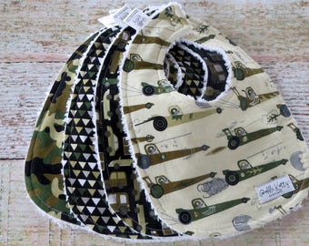 Baby Bibs - Baby Boy Bibs - Camouflage Baby Bibs - Military Inspired Baby Bibs - Race Car Boy Bibs - Chenille Bibs - Baby Shower Gift