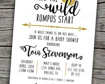 Wild Things Are Invite/ Baby Shower Invitation/ Wild Things Invitation/ Max Baby Shower/ Where the Wild Things Are Baby Shower