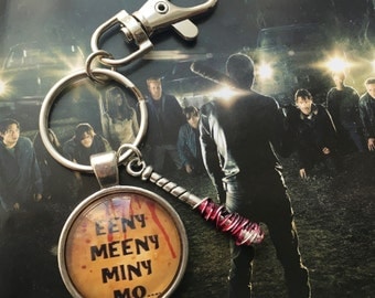 Lucille ~ Negan inspired keyring or bag charm. The Walking Dead (round)