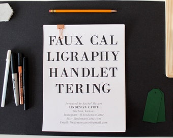 Faux Calligraphy Handlettering Worksheet Set // Calligraphy Guide // Handlettering Printable Sheets // Learn Calligraphy Hand Lettering