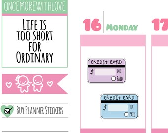 Credit Card Bill Payment Reminder Planner Stickers (V93*)