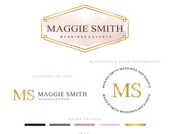 Photography Logo Premade Logo rose gold logo Branding Kit Wedding Planner Event Logo Set Watermark Elegant Brand Set Simple logo design 54