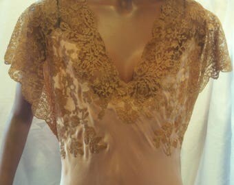 GORGEOUS vintage 1920's FRANKLIN SIMON & Co. satin and lace nightgown - art deco - bridal nightgown - 1920s lingerie