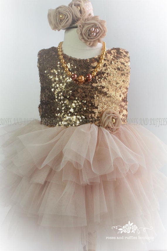 Champagne Gold Baby Dress Girl Champagne Gold Baby Dress Girl
