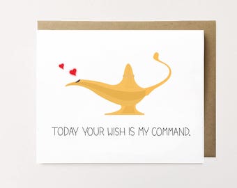 Birthday card for boyfriend, Birthday card for girlfriend, Funny birthday card, Naughty birthday card, Genie card Naughty birthday wish card