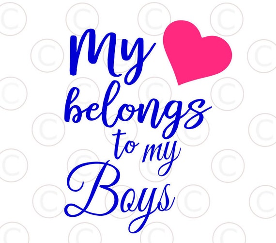 Download My Heart Belongs to my Boys Svg cut file HTV Designs Heart