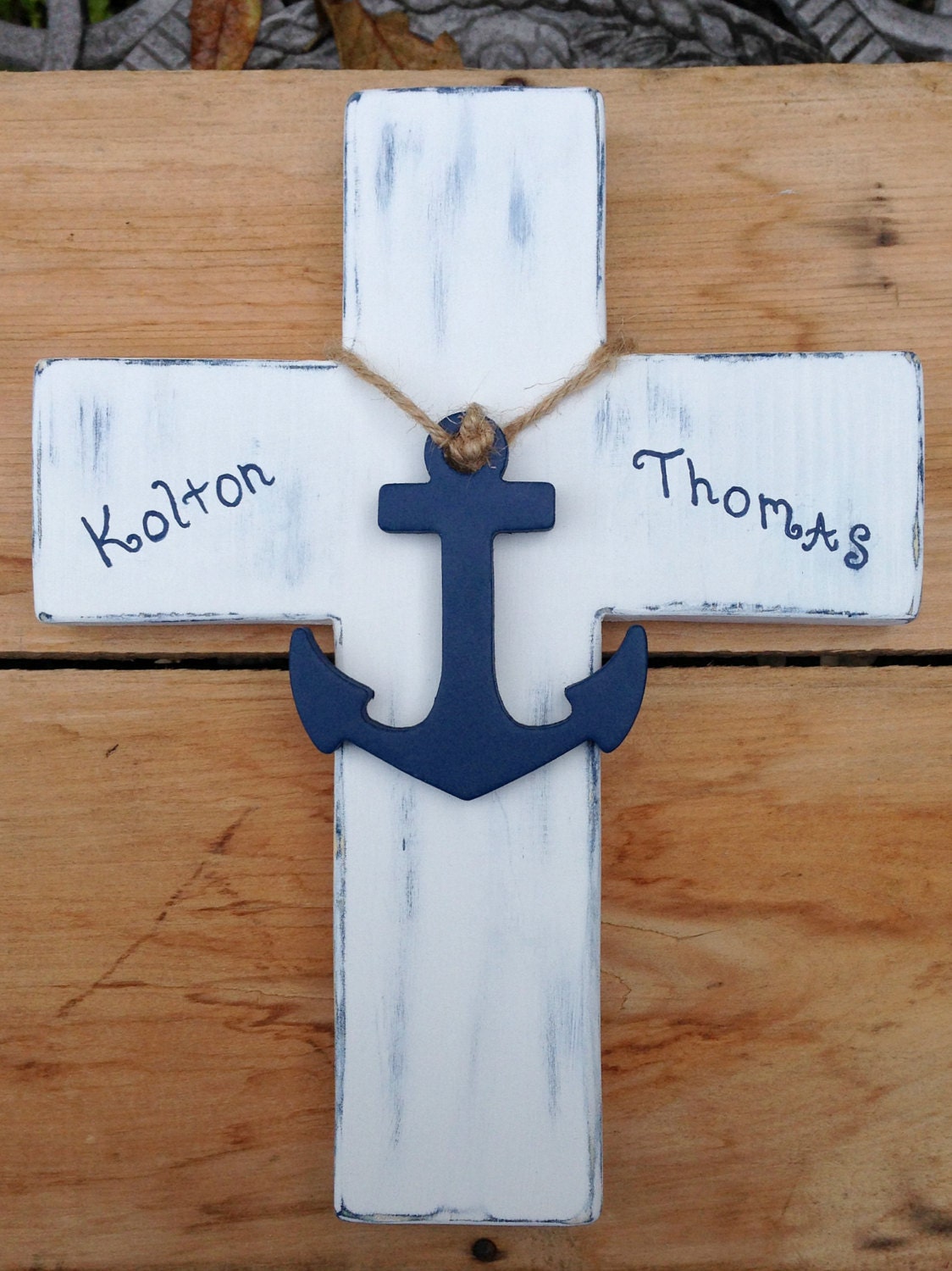 Distressed cross anchor cross wedding cross blue anchor