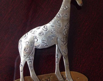 Sterling Silver and Bronze GIRAFFE convertible PENDANT BROOCH