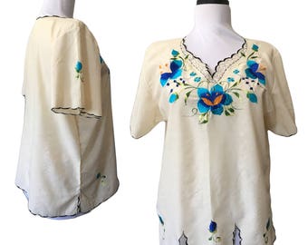 Vintage Ethnic Embroidered Floral Top