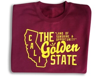 Golden State vintage Sweatshirt. Womens sweaters Mens sweaters unisex sweaters jumper pullover crewneck California American state burgundy