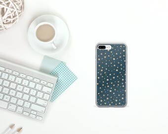 Gold Stars | iPhone Case | Quote Phone Case | Star iPhone Case | Minimalist | iPhone 7 | Cute iPhone 6 Case | Starry Night | Blue & Gold