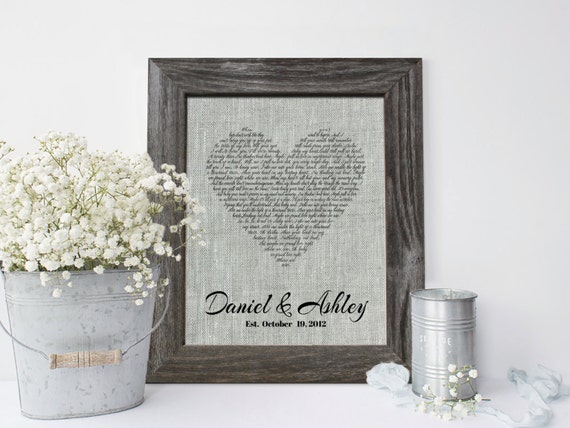 4th Wedding  Anniversary  Linen  gift  Wedding  Song Lyrics First