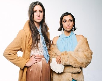 SALE // Unisex Genuine Rabbit Fur Coat with Pockets and High Collar in Natural Color