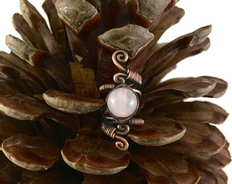 Oxidised Copper dreadlock bead with Rose Quartz