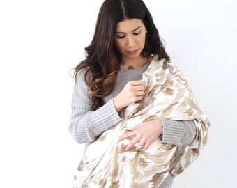 SALE 10% OFF, Infinity Nursing Scarf Coverup 4 in 1, Organic Cotton Scarf, Abstract Nursing Scarf, Abstract Infinity Scarf, Nursing Shawl