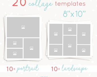 Collage template 20 pieces, 8x10 inch portrait and landscape, Storyboard template bundle, blog board template, Photography collage template