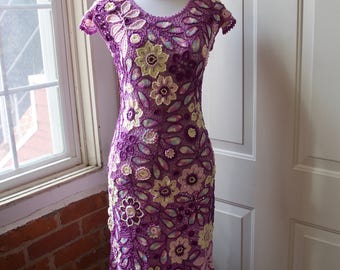 Irish Lace Dress, Hand Made Crochet Dress, Irish Crochet, Hand Knitted, Handmade Lace, Sheath Dress,