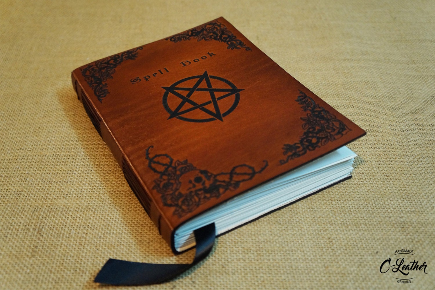 A5 Leather Journal Spell Book Pentagram Sketchbook Unique