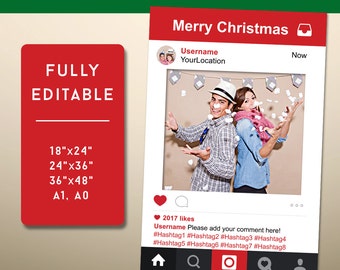 Instagram Frame, Instagram Photo Prop, Photo Booth Props, Social Media Props, Instagram Sign, Christmas Photo Booth Props, Editable PDF File