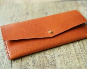 Leather ladies women purse wallet purse Organizer Brown long for iPhone Samsung Smartphone style minimalist-vintage look