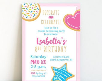 Cookie Decorating Invitation, Cookie Decorating Birthday Party - Personalized, Printable