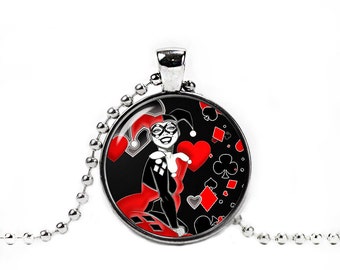 Harley Quinn Necklace Pendant Harley Quinn Geeky Jewelry Cosplay Fangirl Fanboy