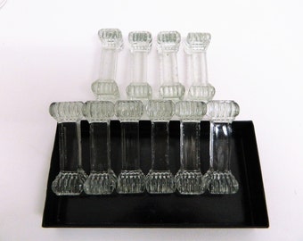 Spoon rest, vintage French, crystal glass, knife rests, cutlery holder, table decoration, Vallerysthal Crystal, table setting, 10 items,